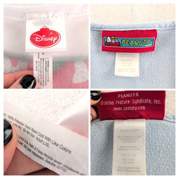 Disney/Snoopy Bundle(2) Christmas Minnie/Vintage Peanuts PajamaTops Women's L/XL - Picture 4 of 6